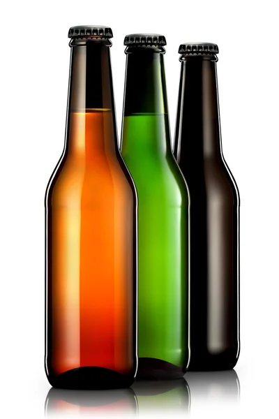 Készlet sörösüvegeket elszigetelt fehér background — Stock Fotó