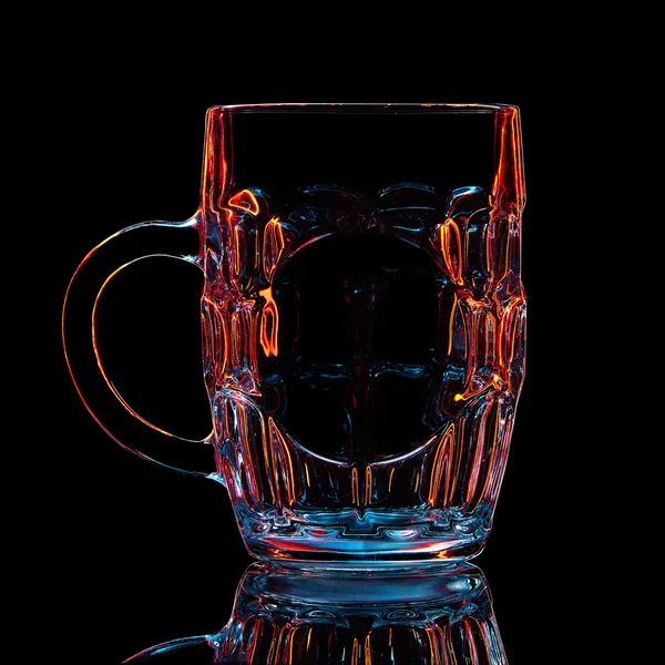 Silhouette of colorful beer glass on black — Stock Photo, Image