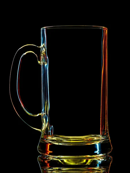 Silhouette of colorful beer glass on black — Stock Photo, Image