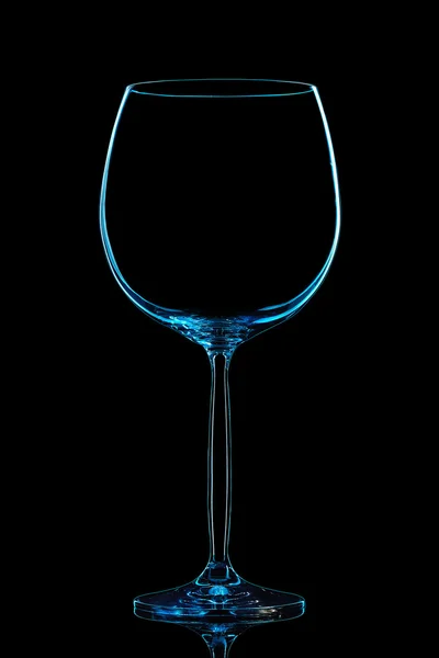 黒に青のワイン グラスのシルエット — ストック写真