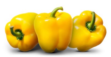 Grup üzerinde beyaz izole sarı biber