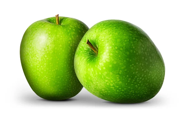 Gruppe grüner Äpfel auf weißem Hintergrund — Stockfoto