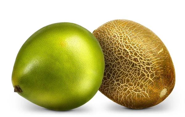 Skupina z melounů a pomelo izolovaných na bílém pozadí — Stock fotografie