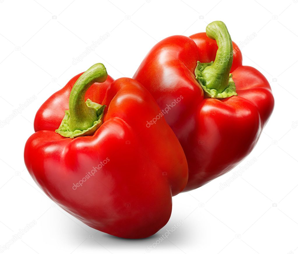 Group of sweet red pepper isolated on white