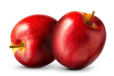 Grup beyaz zemin üzerine kırmızı elma