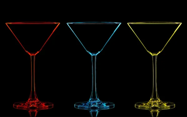 Silhueta de vidro de martini a cores em preto — Fotografia de Stock