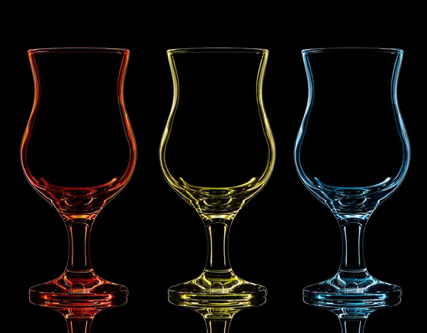 Silhouette of cocktail glass on black background — Stock Photo, Image