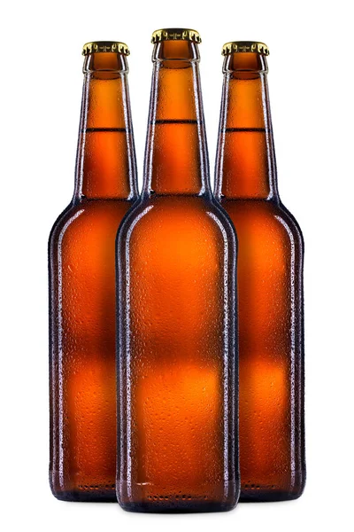 Set de botellas de cerveza en blanco — Foto de Stock