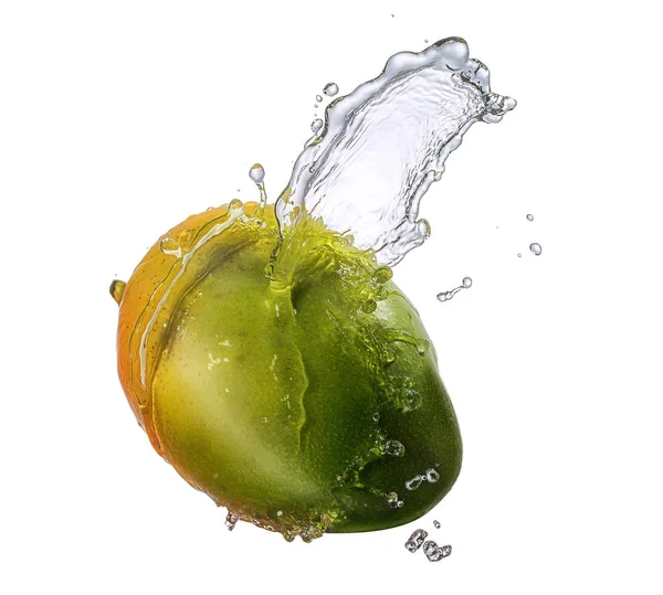 Water splash with mango isolated — Stock Photo, Image