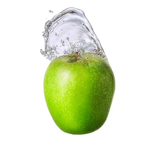 Water splash with apple isolated — Stock Photo, Image