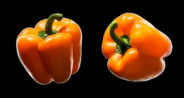 Sweet orange pepper isolated on black — Stock Photo, Image