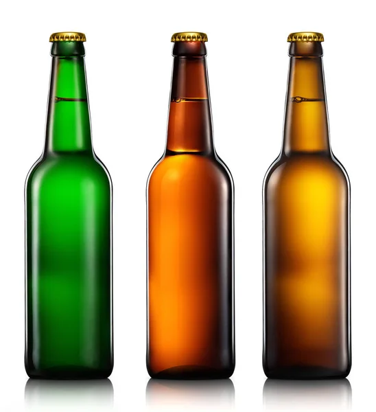 Set de botellas de cerveza aisladas —  Fotos de Stock