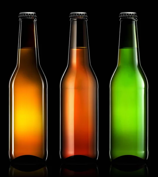 Zestaw butelek piwa na białym tle — Zdjęcie stockowe