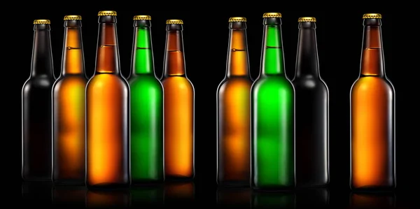 Set of beer bottles isolated — Stock Photo, Image