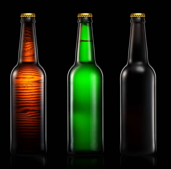 Set of beer bottles isolated — Stock Photo, Image