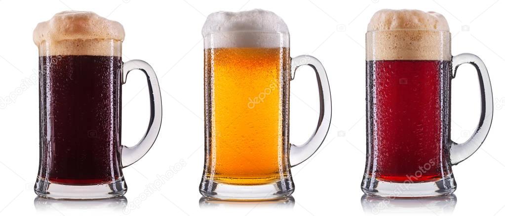 Frosty glass of beer isolated
