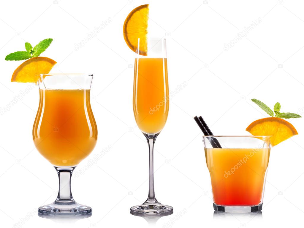 Yellow cocktail isolated