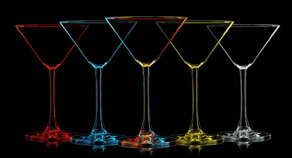 Silhouette of multicolor martini glass on black — Stock Photo, Image