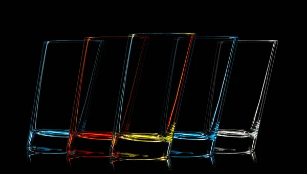 Silhouette of multicolor glass for shot on black — Stock Photo, Image