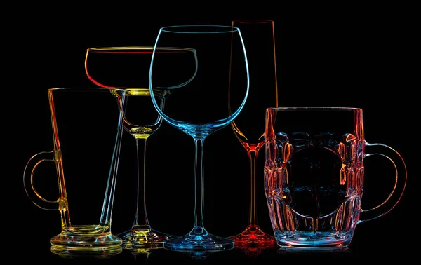 Silueta vícebarevná různých brýlí — Stock fotografie