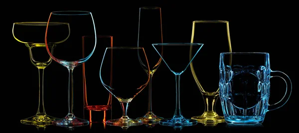 Çok renkli farklı gözlük silüeti