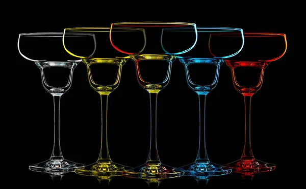 Silhouette of multicolor margarita glass on black — Stock Photo, Image