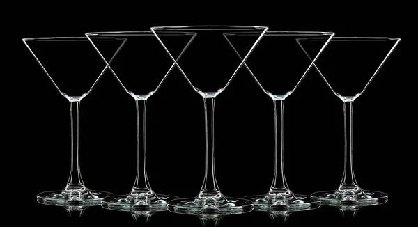 Silueta martini skla na černém pozadí — Stock fotografie
