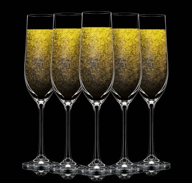 Siluet siyah renk şampanya kadehi