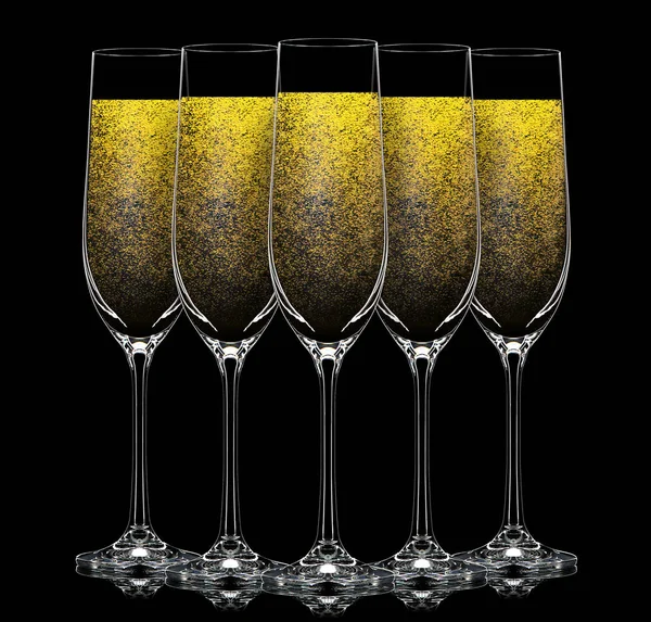 Silhouette di colore bicchiere di champagne sul nero — Foto Stock