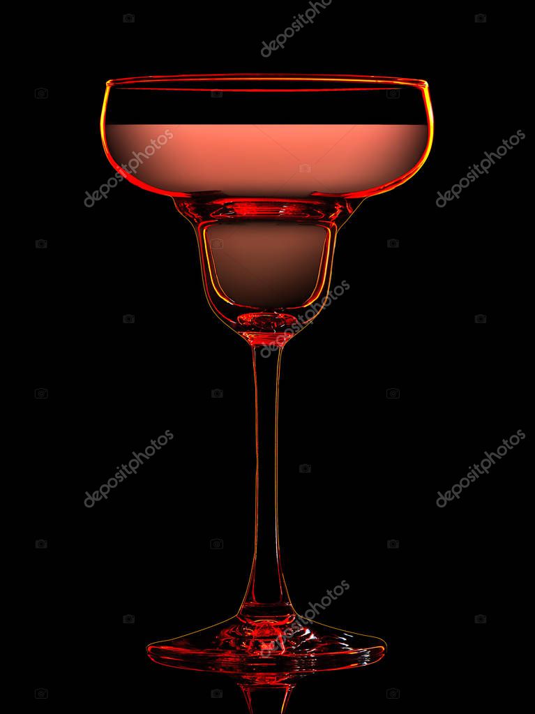 Silhouette of colorful margarita glass with on black background