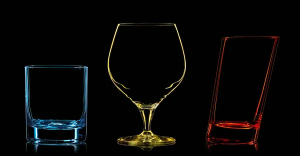 Silhueta de copos diferentes multicoloridos — Fotografia de Stock