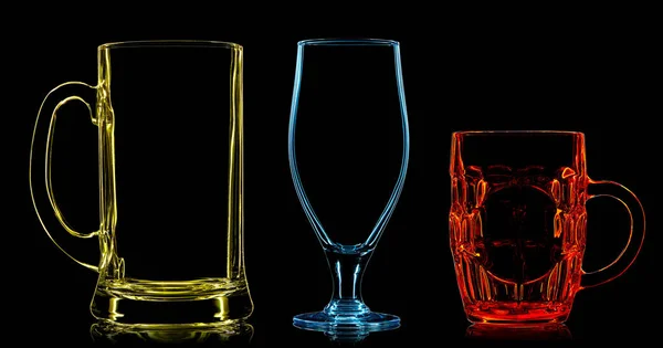 Silhouette of multicolor different glasses — Stock Photo, Image