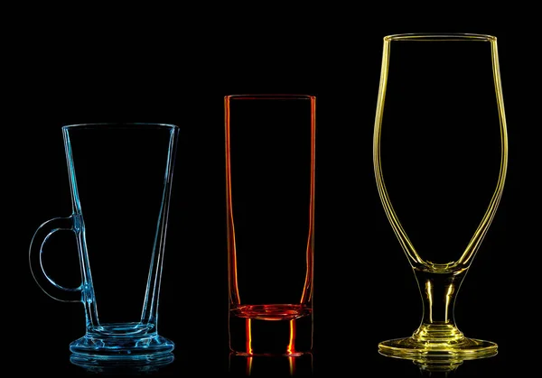 Silhouette of multicolor different glasses — Stock Photo, Image