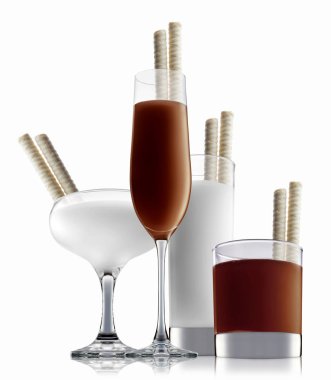 çikolata ve süt kokteyl seti