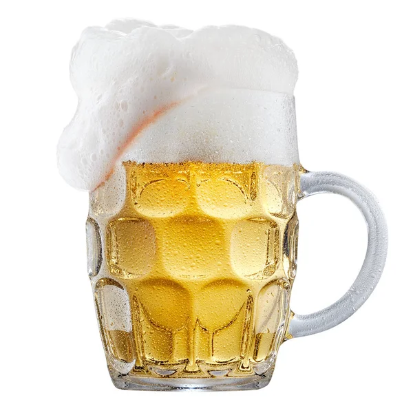 Hrnek frosty pivo s pěnou — Stock fotografie