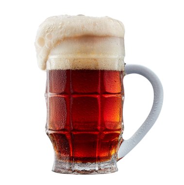 Kupa köpük soğuk koyu kırmızı bira