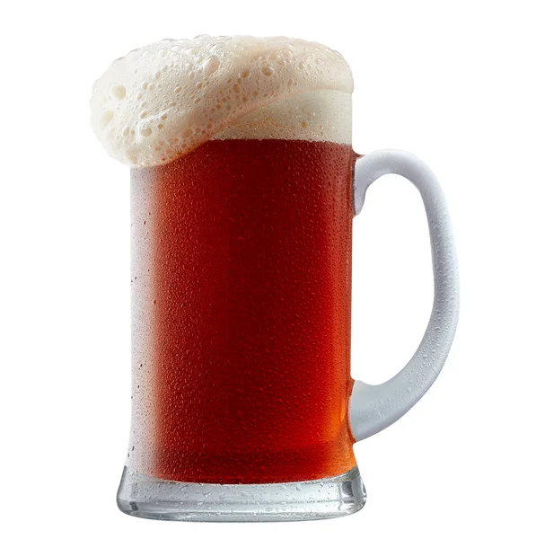 서리가 어두운 붉은 맥주 거품의 얼굴 — 스톡 사진