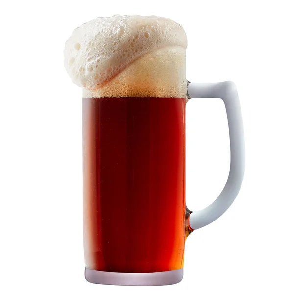 泡で冷ややかな暗い赤ビールのジョッキ — ストック写真