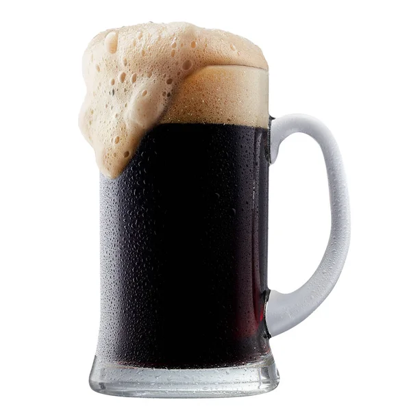 泡で冷ややかな黒ビールのマグカップ — ストック写真