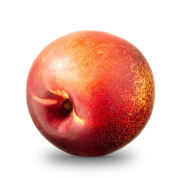 Nectarine perzik geïsoleerd op wit, uitknippad — Stockfoto
