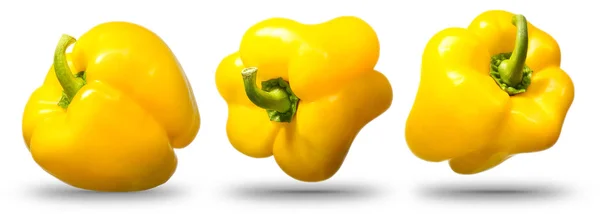 Collectie van gele peper geïsoleerd op wit — Stockfoto