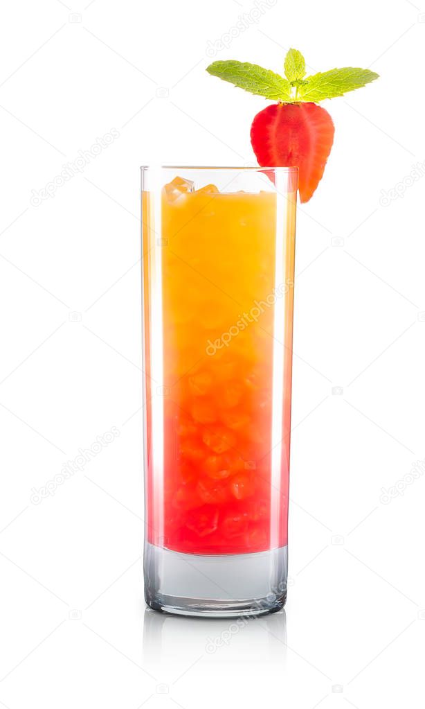 Mimosa cocktail isolated on white background