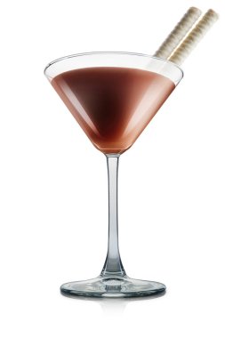 Beyaz arka plan üzerinde izole çikolata kokteyl