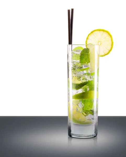 Mojito cocktail in classic glass isolated on white — Stock Photo, Image