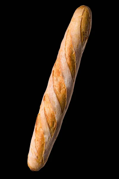 Baguette francesa aislada sobre un fondo negro con camino de recorte . —  Fotos de Stock