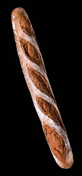 Kırpma yolu ile siyah bir arkaplanda izole Fransız ekmeği. — Stok fotoğraf