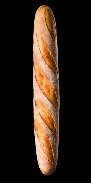 Franse stokbrood geïsoleerd op een zwarte achtergrond met clipping pad. — Stockfoto