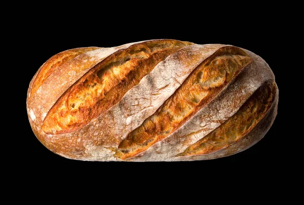 Świeże pieczone chleby żytnie izolowane na czarnym tle ze ścieżką wycinania — Zdjęcie stockowe