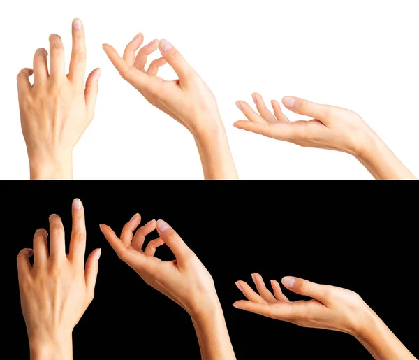 Tangan wanita dengan jari telunjuk menunjuk ke atas — Stok Foto