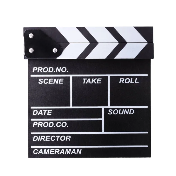 फिल्म क्लैपर बोर्ड क्लिपिंग पथ के साथ सफेद पृष्ठभूमि पर अलग — स्टॉक फ़ोटो, इमेज
